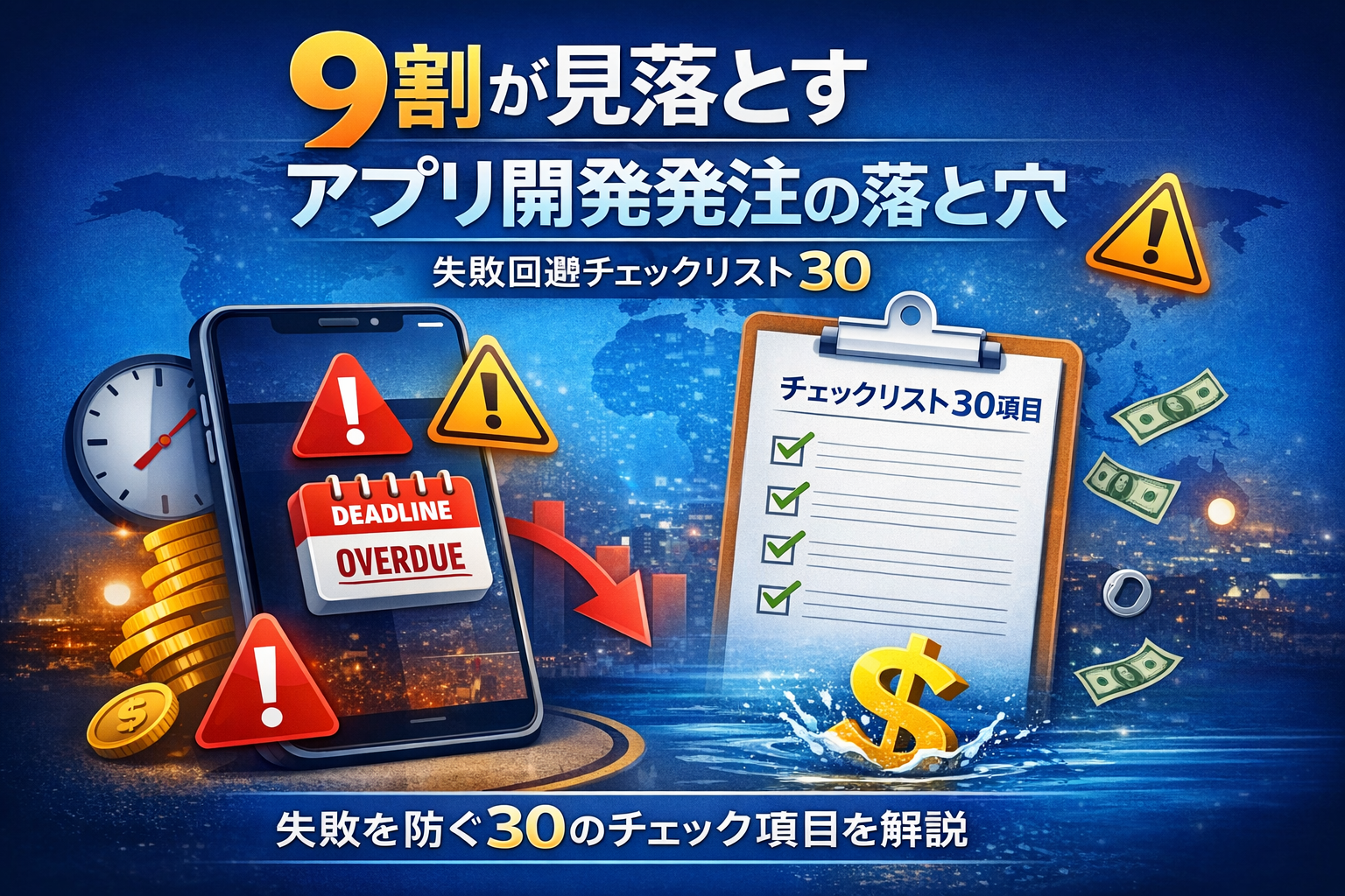 【9割が見落とす】アプリ開発発注の落とし穴｜失敗回避チェックリスト30