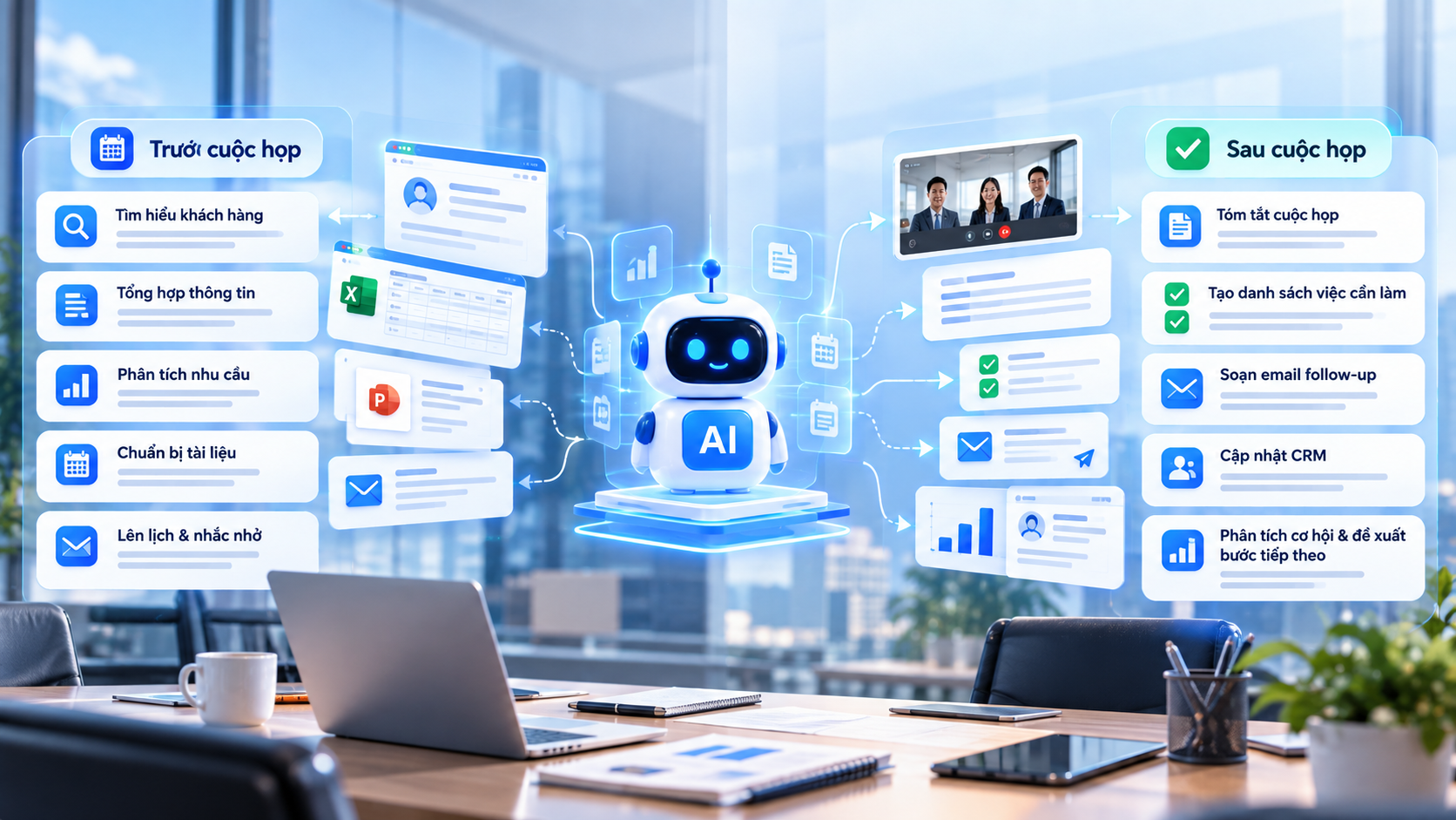 AI Agent cho Sales: Tự động hóa trước và sau cuộc họp